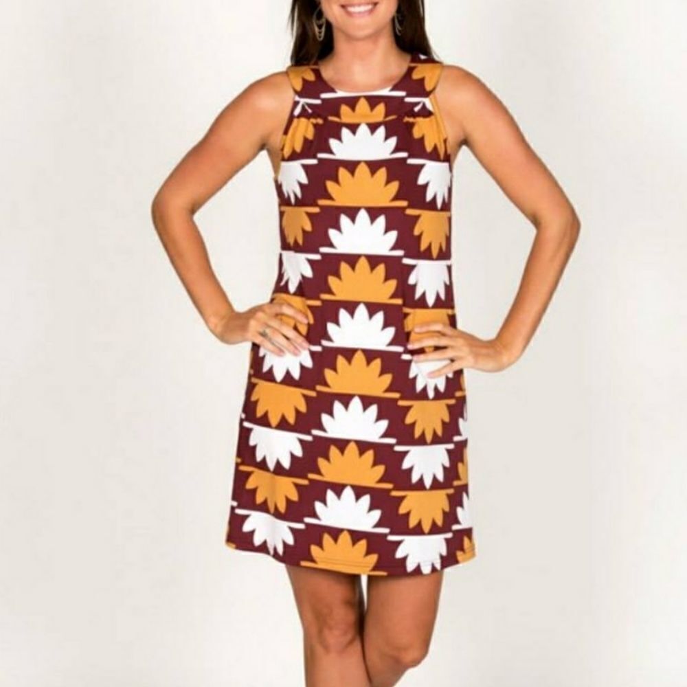 NWT Tracy Negoshian Gene Garnet Gold Dress (XS)